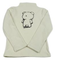 Smetanové fleecové triko s medvídkem 