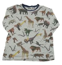Sivé tričko s dinosaurami kids