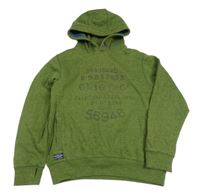 Zelená melírovaná mikina s nápisem a kapucí Next