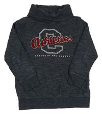 Tmavomodré melírované tričko s nápisom a komínovým golierom Yigga