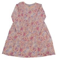 Svetloružová -fialové kvetované bavlnené šaty Kiki&Koko