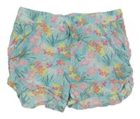 Světlemodro-kvetované ľahké kraťasy Pocopiano