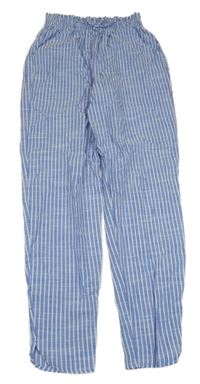 Modro-bílé pruhované plátěné kalhoty H&M