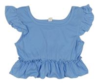 Svetlomodré crop tričko s volánikom Shein