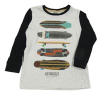 Bílo-černé triko se skejty Next