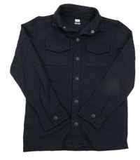 Tmavomodrá tepláková strukturovaná košilová bunda f&f