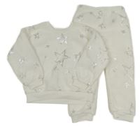 Smetanové chlupaté pyžamo s hvězdami Primark