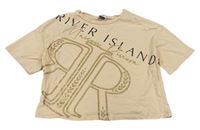 Pudrové crop tričko s logom River Island