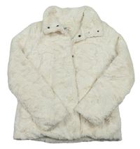 Bílá kožešinový zateplený kabátek H&M