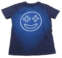 Tmavomodro-modré tričko so smajlíkom Next