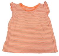 Neónově oranžovo-biele pruhované tričko Matalan