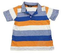 Modro-oranžovo-biele pruhované polo tričko George