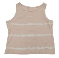 Svetloružová -biely batikovaný crop top s nápisom Primark
