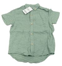 Khaki-bílá vzorovaná lněná košile Next 