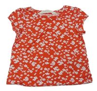 Červené kvietkovane tričko H&M