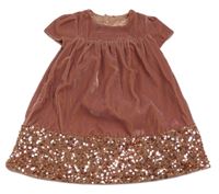 Starorůžové sametové šaty s flitry M&S