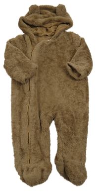 Hnědá chlupatá podšitá kombinéza s kapucí M&S