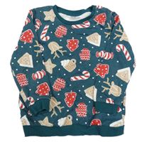 Petrolejová mikina so zimním motívom So Cute