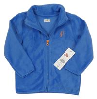 Nové - Modrá plyšová propínací mikina s bleskem F&F