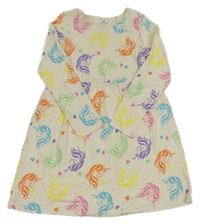 Smetanové bavlněné šaty s jednorožci H&M