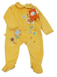 Nové - Žlutý sametový overal s kytičkami Boboli