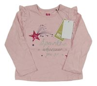 Nové - Svetloružové tričko s hviezdičkami a nápisom V by Very