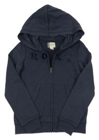 Tmavomodrá propínací mikina s logem a kapucí Roxy 