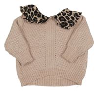 Svetloružový žinylkový sveter s golierom River Island