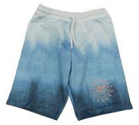 Světlemodro-bílé ombré teplákové kraťasy s nápisem Primark 