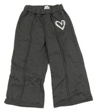 Sivé široké tepláky s pukmi a srdiečkom Shein