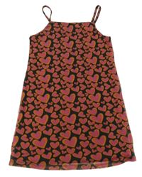 Čierno-ružové srdiečkované tylové šaty Primark