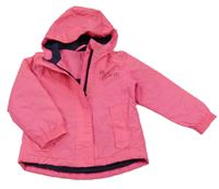 Neónově ružová šušťáková jarná lehce zateplená bunda s kapucňou Crivit