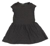 Tmavošedo-ružové srdiečkované bavlnené šaty H&M