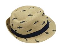 Béžový slaměný klobúk so žralokmi Topolino