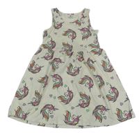 Smotanové bavlnené šaty s jednorožcami H&M