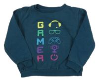 Petrolejová oversize mikina s ovladačem a nápisom Primark