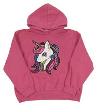 Růžová mikina s jednorožcem a kapucí C&A