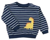 Tmavomodro-biela pruhovaná mikina s dinosaurom M&S