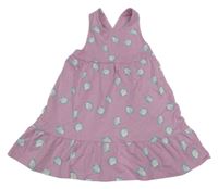Svetloružové bavlnené šaty s mušličkami Mothercare