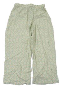 Svetlozelené culottes kvetované nohavice H&M