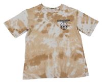 Bílo-béžové batikované tričko s potiskem Mandalorian H&M