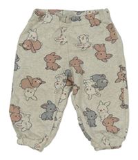 Sivé melírované tepláky so zajačikmi H&M