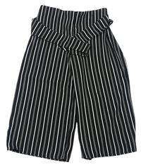 Čierno-biele pruhované culottes nohavice so zavazováním PRIMARK