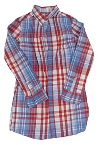 Modro-červeno-biela kockovaná prepínaci košeľová šatová tunika TCM