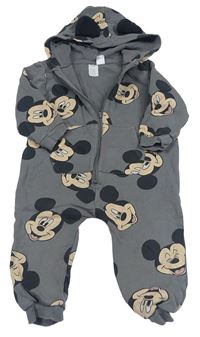 Tmavošedá tepláková kombinéza s Mickey a kapucí H&M