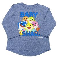 Modré melírované triko se žraloky - Baby Shark Next