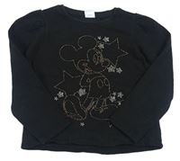 Čierna crop mikina s Mickey z korálků zn. Next