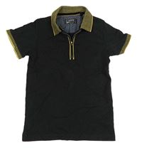 Černo-okrové polo tričko Next