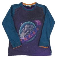 Lilkovo-petrolejové melírované pyžamové triko s planetou TED BAKER