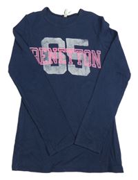 Tmavomodré triko s číslem a logem Benetton